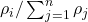 \rho_i / \sum_{j=1}^n \rho_j