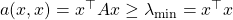 a(x,x) = x^\top Ax \ge \lambda_{\min} = x^\top x