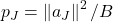 p_J = \norm{a_J}^2/B