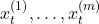 x^{(1)}_t,\ldots,x^{(m)}_t