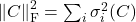 \norm{C}_{\rm F}^2 = \sum_i \sigma_i^2(C)